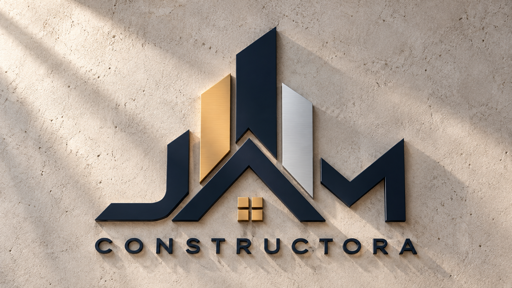 Logotipo JAM Constructora en hormigón texturizado