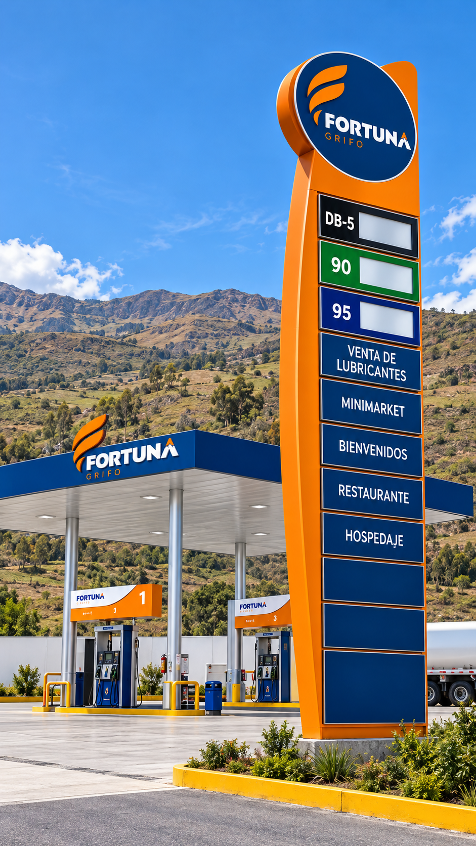 Tótem de señalización y precios de Grifo Fortuna