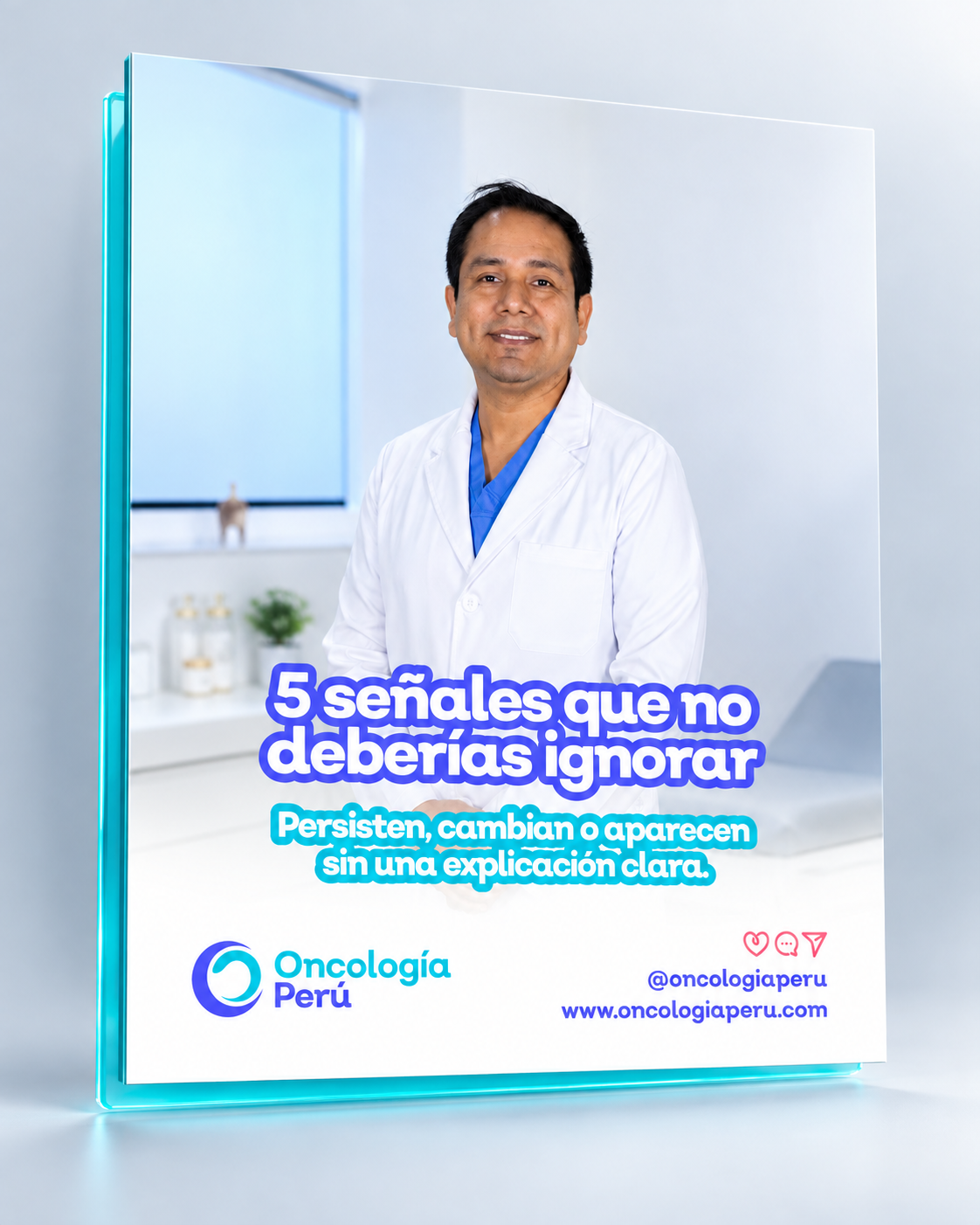 Publicación social flotante con borde turquesa