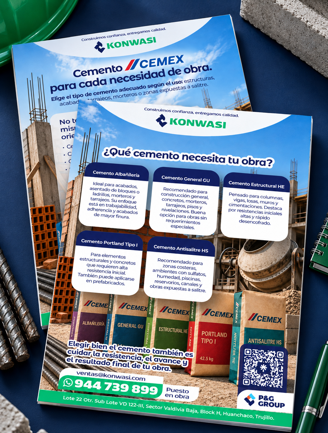 Mockup premium de flyers de cemento