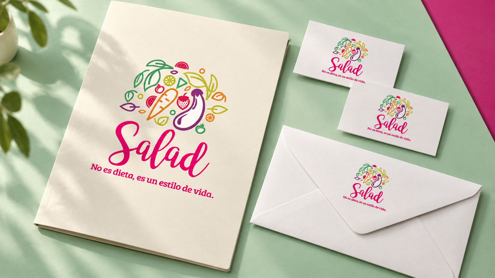 Papelería SALAD en escritorio menta