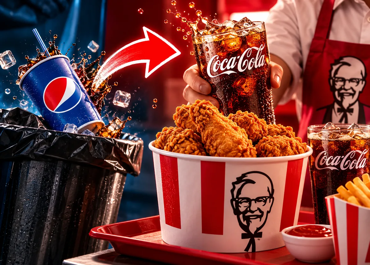 Imagen oficial del acuerdo entre KFC y Coca-Cola en Estados Unidos