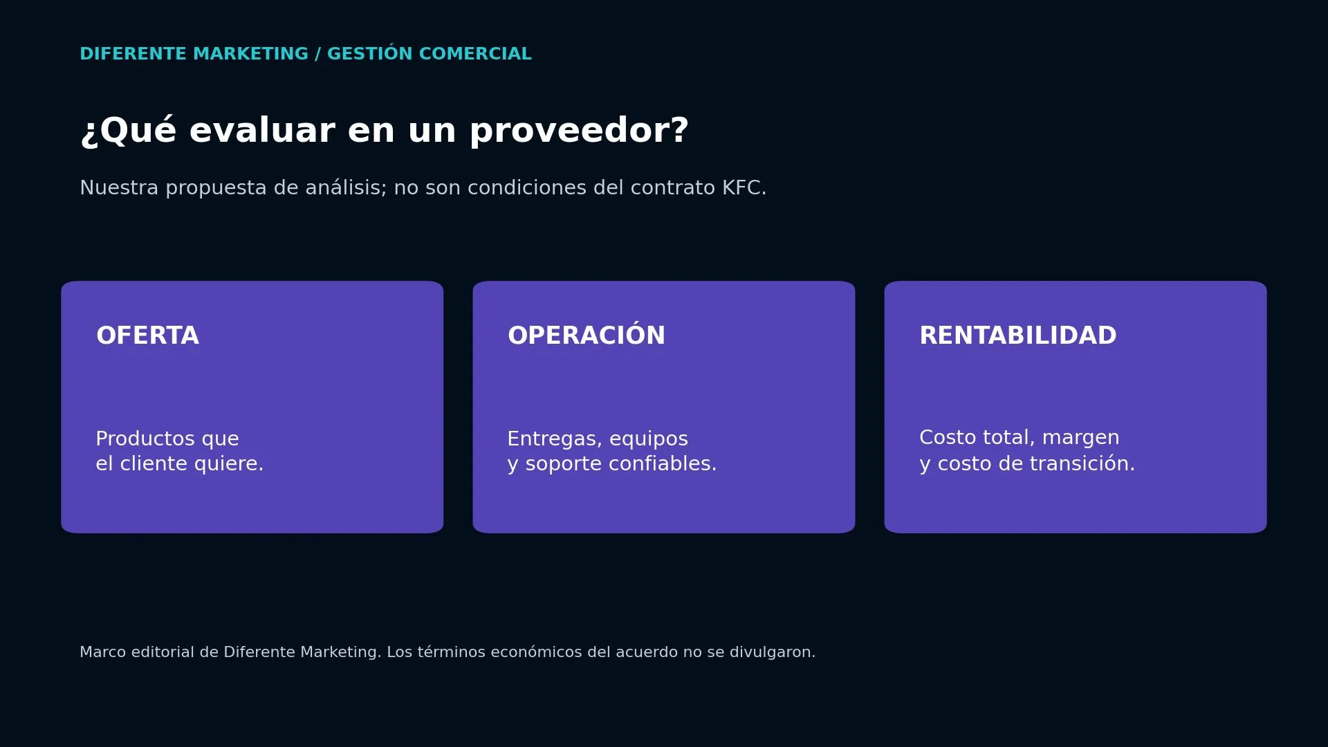 Tres aspectos para evaluar un proveedor